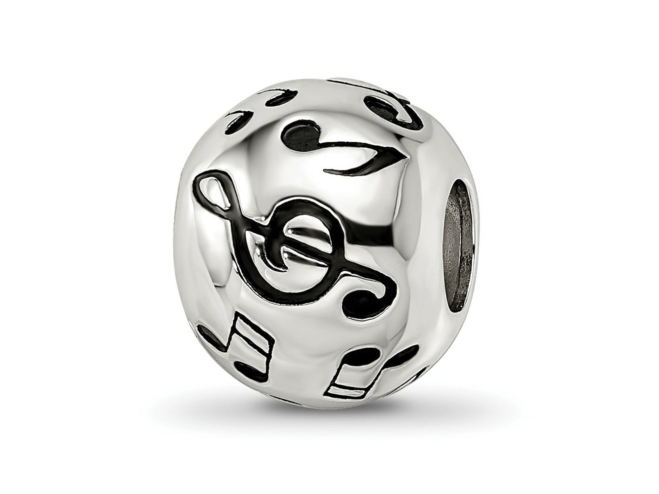 Reflections 925 Sterling Silver Rhodium Plated Enameled Musical Notes Bead 12 x 10 mm