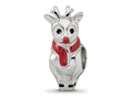 Reflections 925 Sterling Silver Rhodium Plated Enameled Rudolph Bead 16 x 7 mm