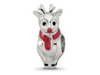 Reflections 925 Sterling Silver Rhodium Plated Enameled Rudolph Bead 16 x 7 mm