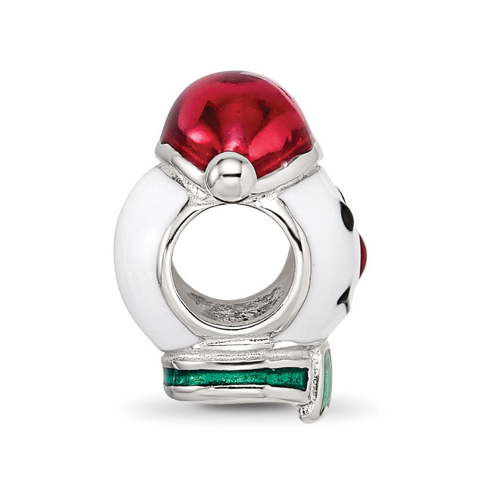 Reflections 925 Sterling Silver Rhodium Plated Enameled Snowman Head Bead 12 x 8 mm