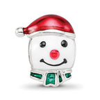 Reflections 925 Sterling Silver Rhodium Plated Enameled Snowman Head Bead 12 x 8 mm