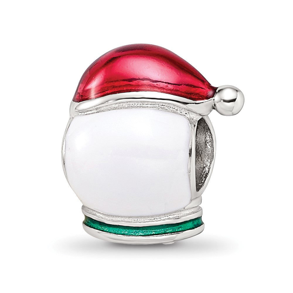Reflections 925 Sterling Silver Rhodium Plated Enameled Snowman Head Bead 12 x 8 mm