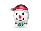Reflections 925 Sterling Silver Rhodium Plated Enameled Snowman Head Bead 12 x 8 mm