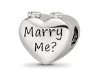 Reflections 925 Sterling Silver Enamel Crystal Marry Me Heart Bead 11 x 13 mm