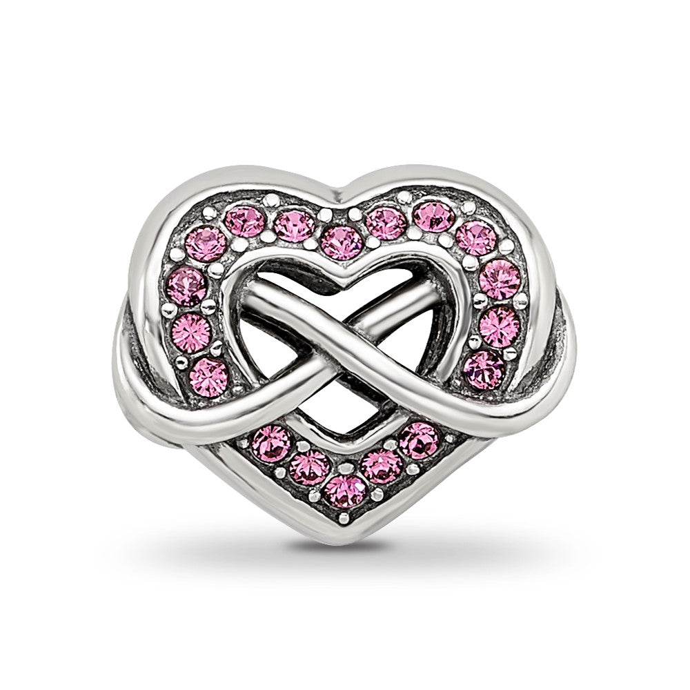 Reflections 925 Sterling Silver Crystal Infinity Symbol in Heart Bead 9 x 10 mm