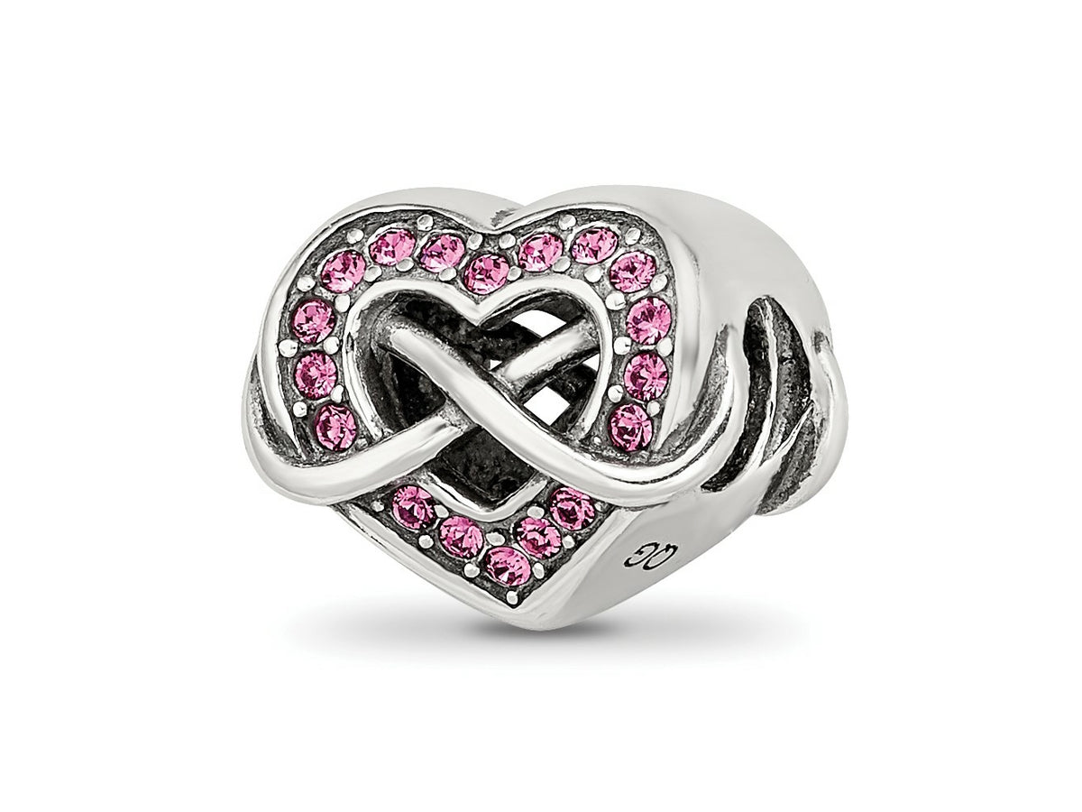 Reflections 925 Sterling Silver Crystal Infinity Symbol in Heart Bead 9 x 10 mm