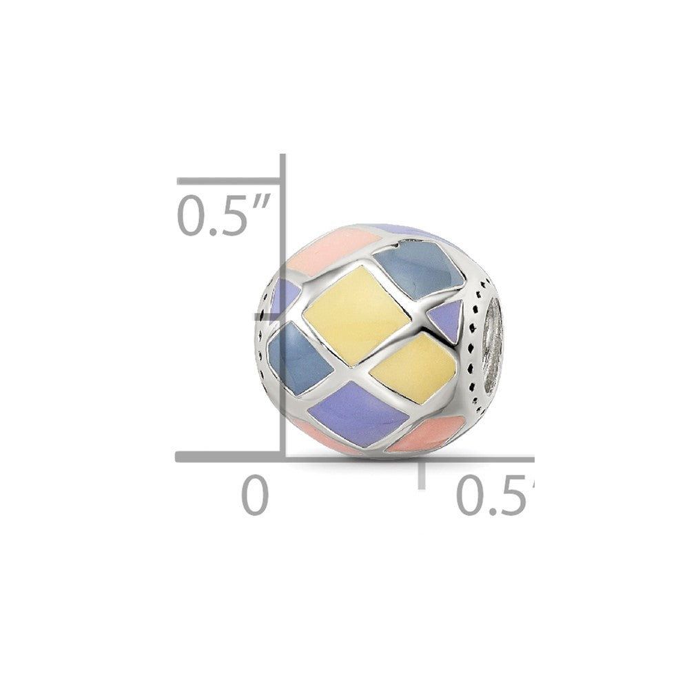 Reflections 925 Sterling Silver Pink,Yellow and Lavender Enameled, Silver IP-Pl 10 x 10 mm.