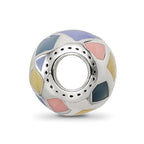 Reflections 925 Sterling Silver Pink,Yellow and Lavender Enameled, Silver IP-Pl 10 x 10 mm.