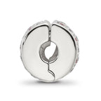 Reflections 925 Sterling Silver Rhodium Plated White and Pink CZ Hinged Bead 10 x 5 mm