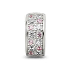 Reflections 925 Sterling Silver Rhodium Plated White and Pink CZ Hinged Bead 10 x 5 mm