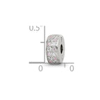 Reflections 925 Sterling Silver Rhodium Plated White and Pink CZ Hinged Bead 10 x 5 mm