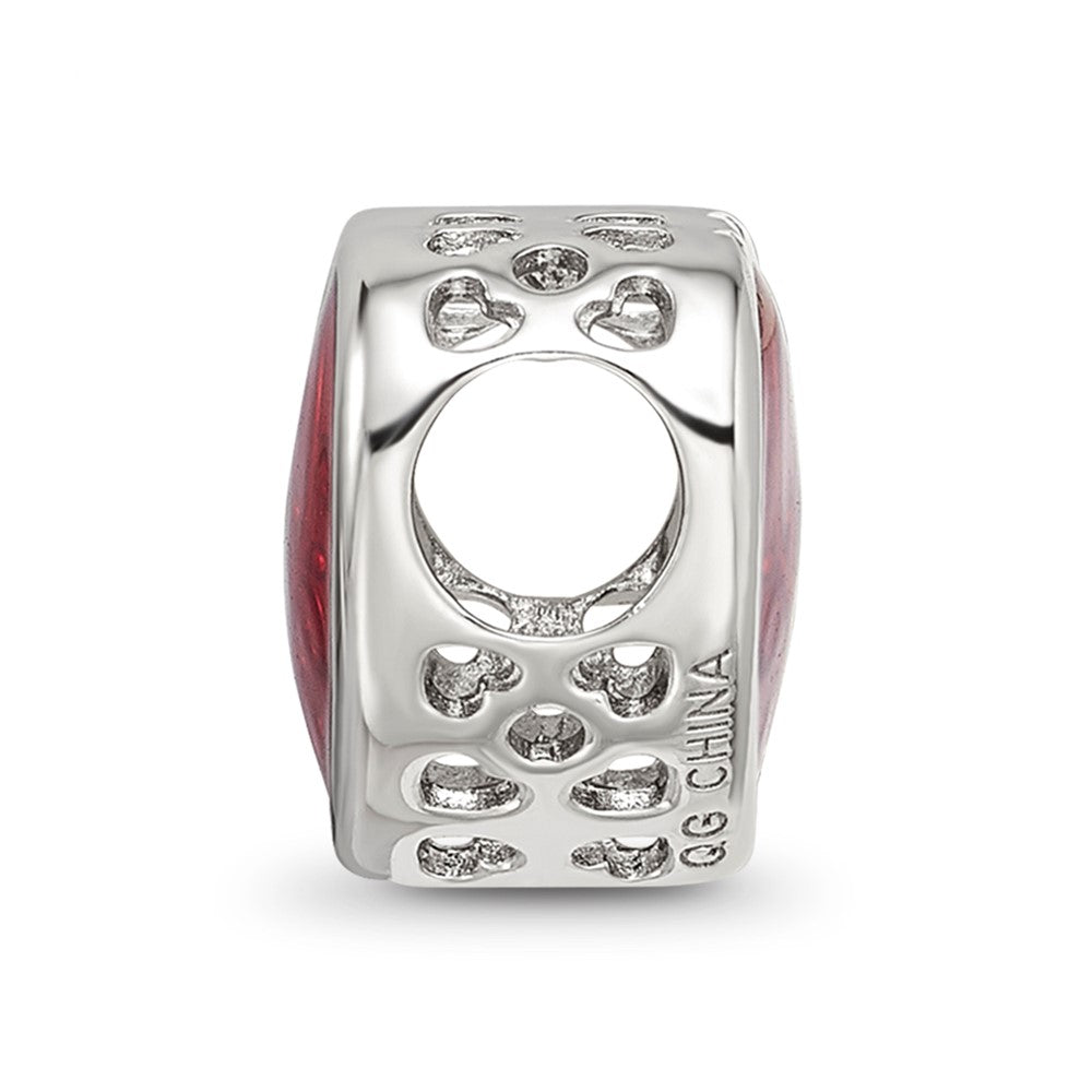 Reflections 925 Sterling Silver Rhodium Plated Red Enamel Embelishment Bead 11 x 12 mm