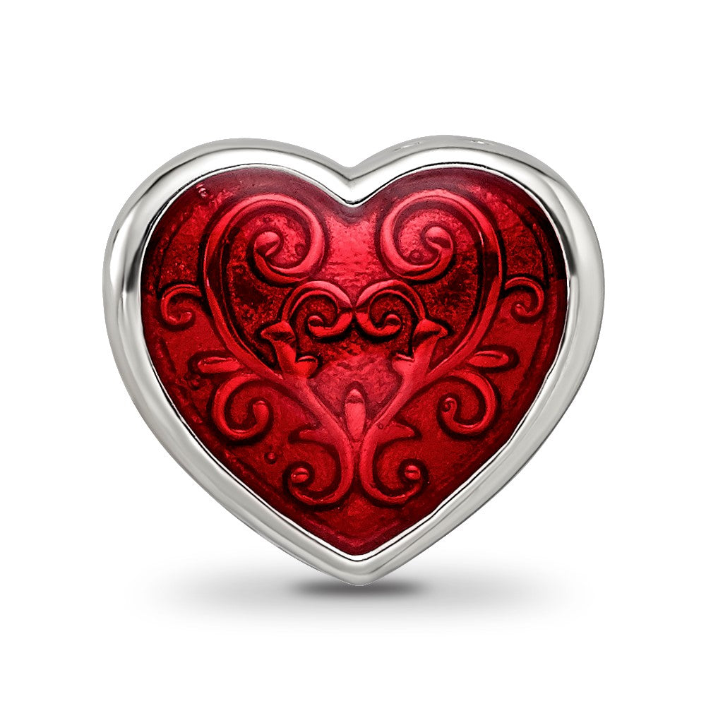 Reflections 925 Sterling Silver Rhodium Plated Red Enamel Embelishment Bead 11 x 12 mm