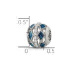 Reflections 925 Sterling Silver Enameled  Blue Accent and CZ Circle Bead 11 x 9 mm