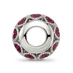 Reflections 925 Sterling Silver Rhodium Plated Pink Enamel Hearts and CZ Circle Bead 11 x 9 mm