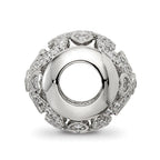 Reflections 925 Sterling Silver Rhodium Plated CZ with Hearts Bead 11 x 10 mm