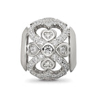 Reflections 925 Sterling Silver Rhodium Plated CZ with Hearts Bead 11 x 10 mm