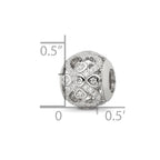 Reflections 925 Sterling Silver Rhodium Plated CZ with Hearts Bead 11 x 10 mm