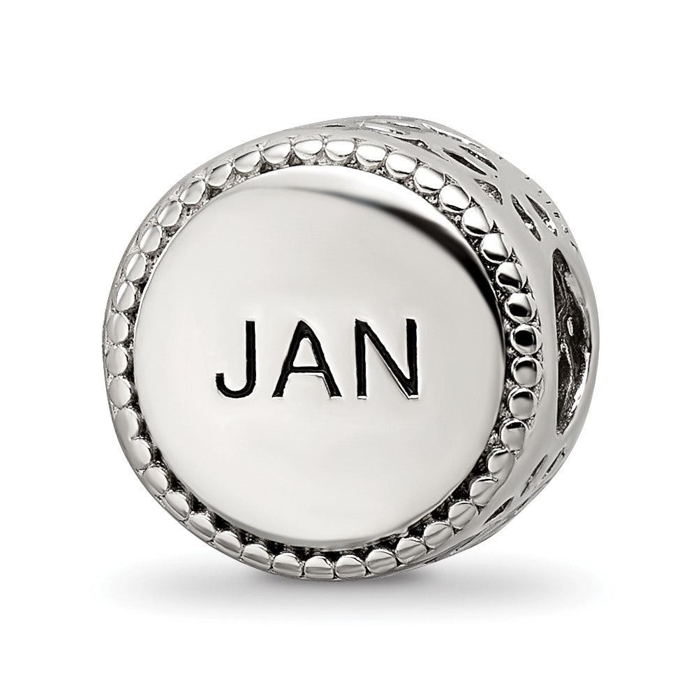 Reflections 925 Sterling Silver Rhodium Plated January Flower Bead 11 x 8 mm
