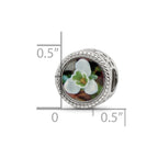 Reflections 925 Sterling Silver Rhodium Plated January Flower Bead 11 x 8 mm