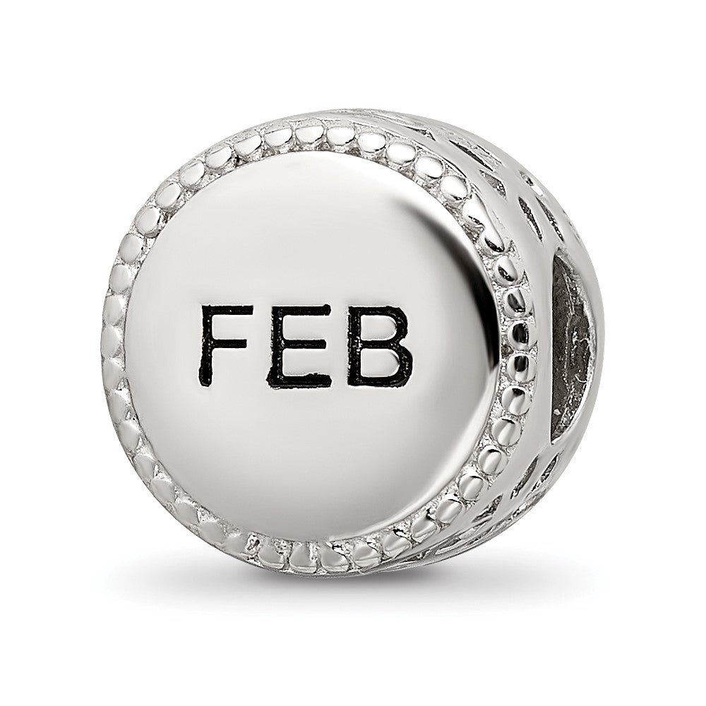 Reflections 925 Sterling Silver Rhodium Plated February Flower Bead 11 x 8 mm