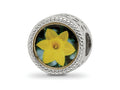 Reflections 925 Sterling Silver Rhodium Plated March Flower Bead 11 x 8 mm