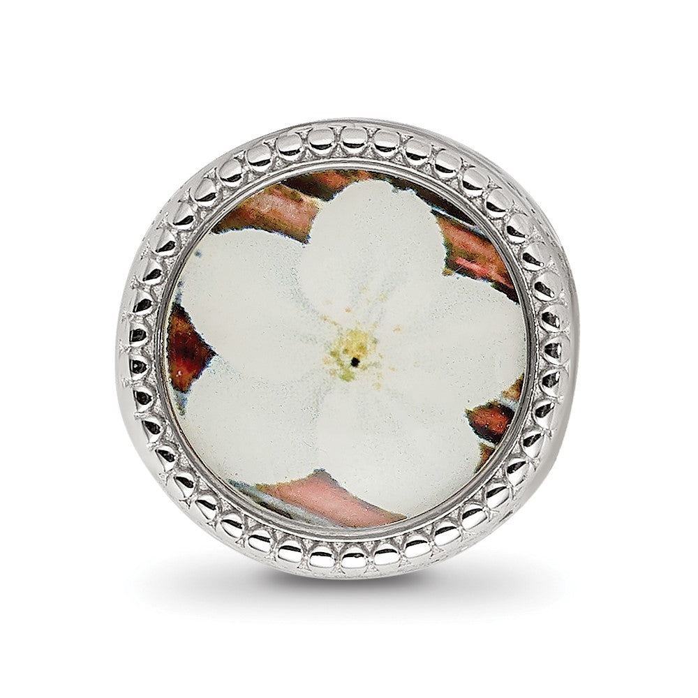 Reflections 925 Sterling Silver Rhodium Plated May Flower Bead 11 x 8 mm