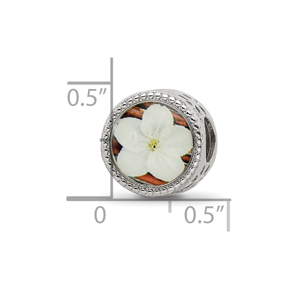 Reflections 925 Sterling Silver Rhodium Plated May Flower Bead 11 x 8 mm