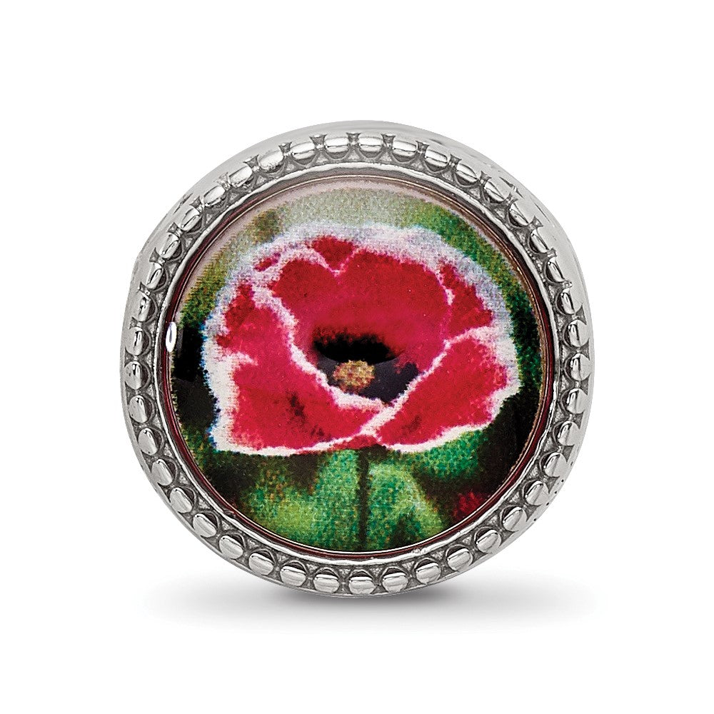 Reflections 925 Sterling Silver Rhodium Plated August Flower Bead 11 x 8 mm