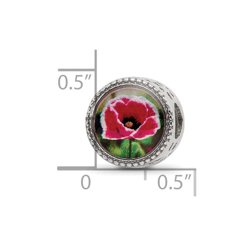 Reflections 925 Sterling Silver Rhodium Plated August Flower Bead 11 x 8 mm