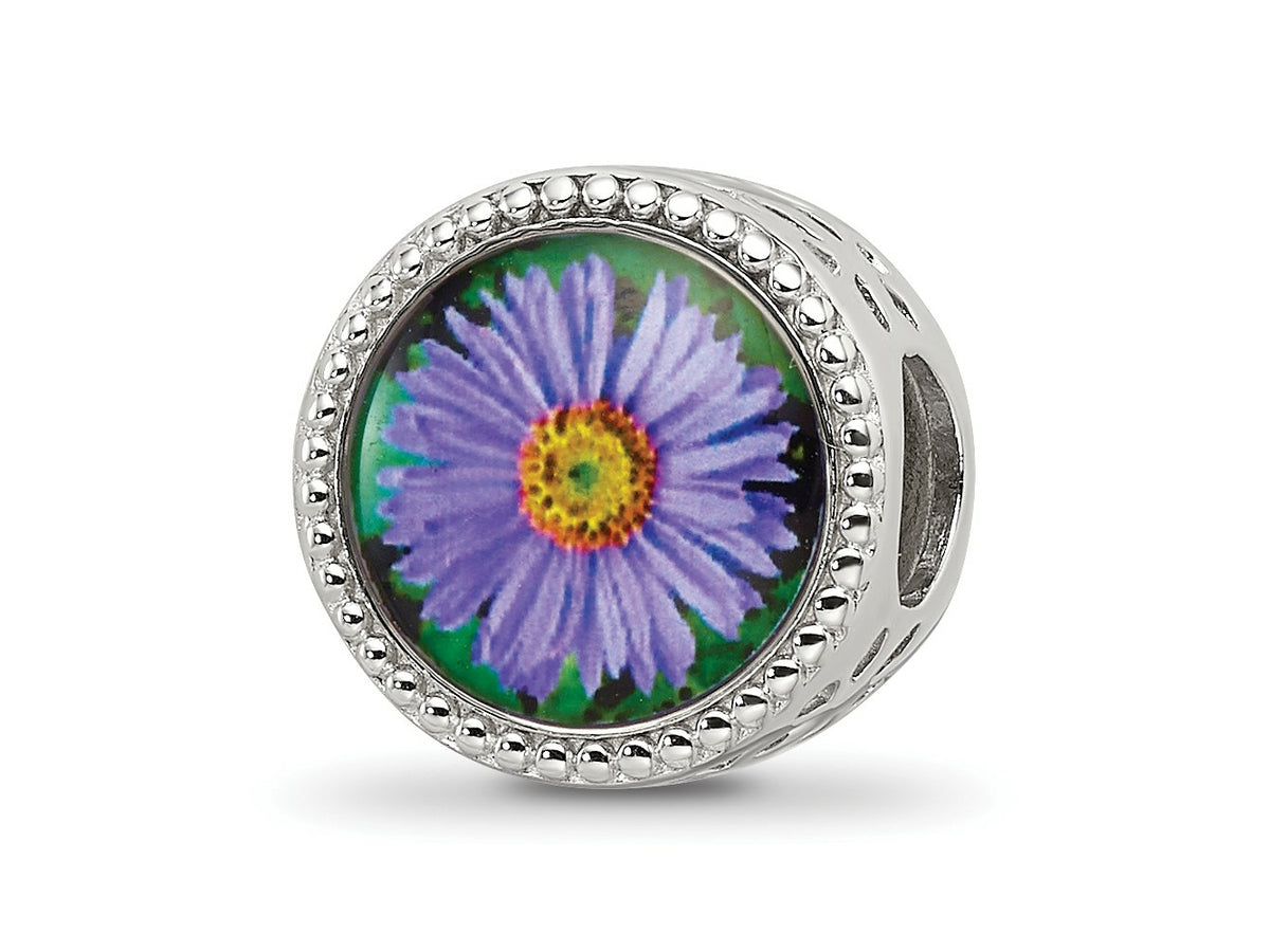 Reflections 925 Sterling Silver Rhodium Plated September Flower Bead 11 x 8 mm