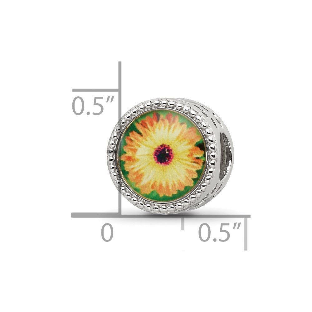 Reflections 925 Sterling Silver Rhodium Plated October Flower Bead 11 x 8 mm
