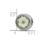 Reflections 925 Sterling Silver Rhodium Plated December Flower Bead 11 x 8 mm