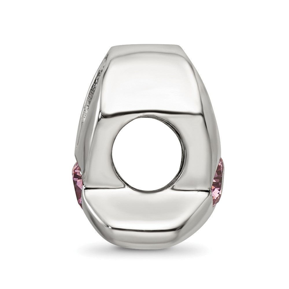 Reflections 925 Sterling Silver Silver Ribbon with Pink CZ Bead 11 x 5 mm