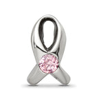Reflections 925 Sterling Silver Silver Ribbon with Pink CZ Bead 11 x 5 mm