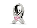 Reflections 925 Sterling Silver Silver Ribbon with Pink CZ Bead 11 x 5 mm