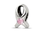 Reflections 925 Sterling Silver Silver Ribbon with Pink CZ Bead 11 x 5 mm