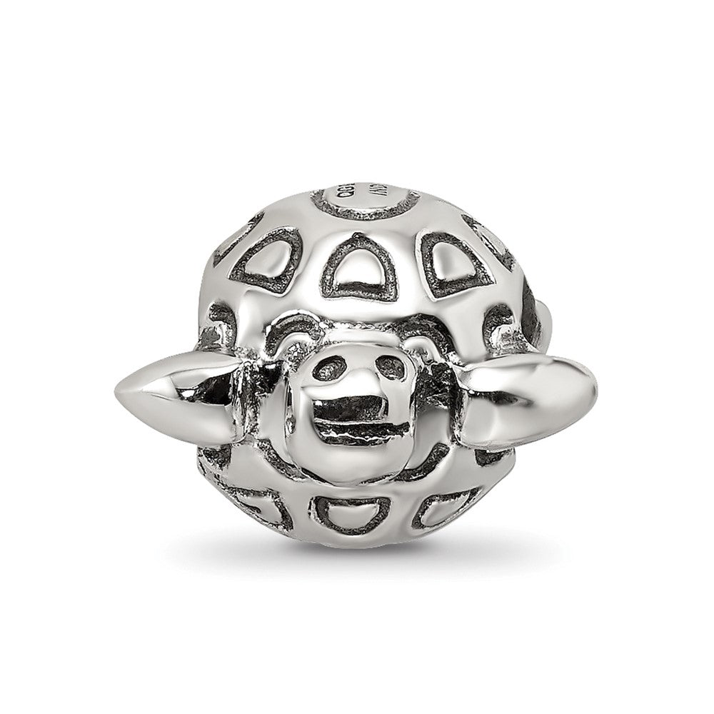 Reflections 925 Sterling Silver Antiqued Turtle Bead 12 x 11 mm