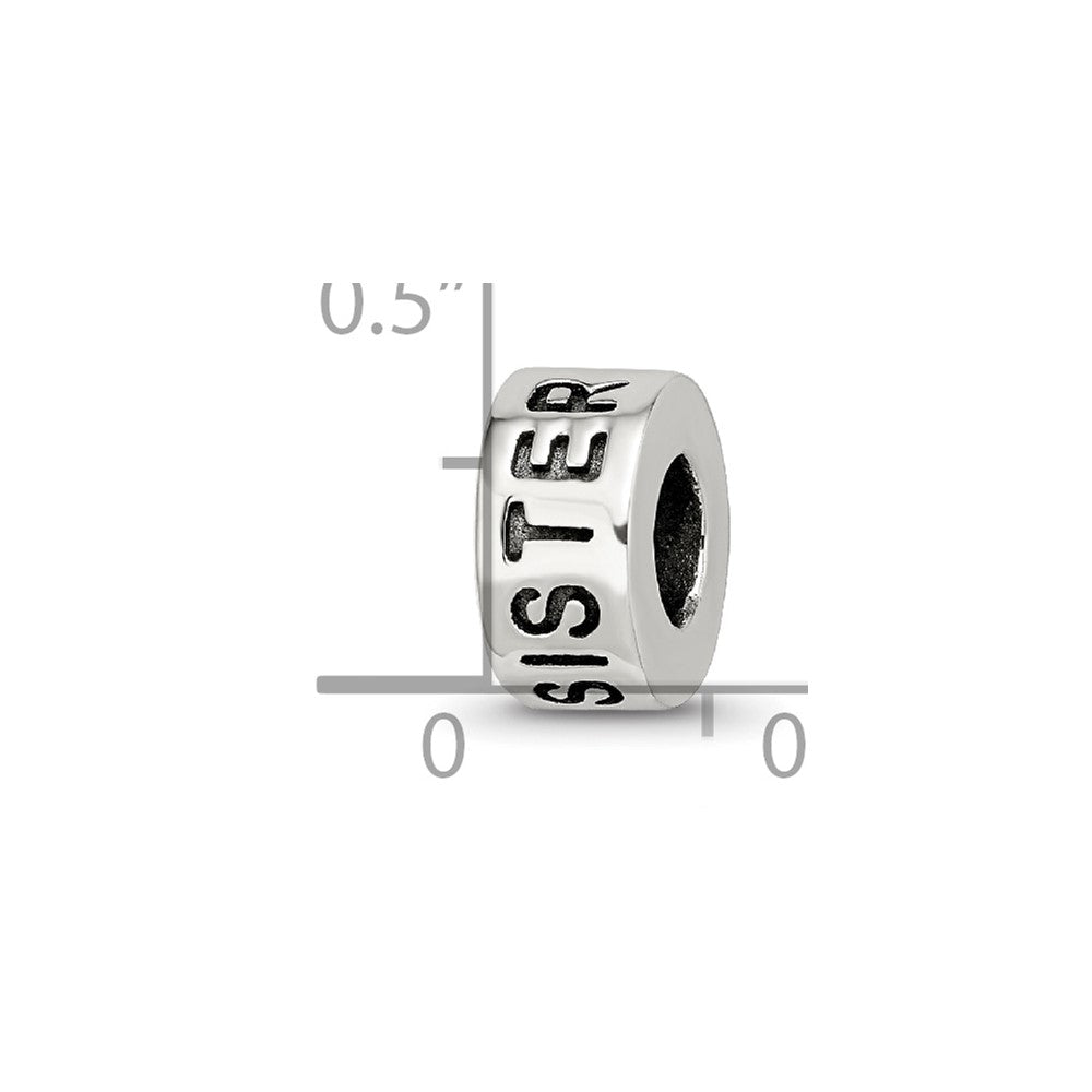 Reflections 925 Sterling Silver Antiqued Sister Bead 9 x 5 mm