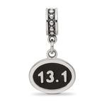Reflections 925 Sterling Silver Black Enameled Half Marathon Dangle Charm
