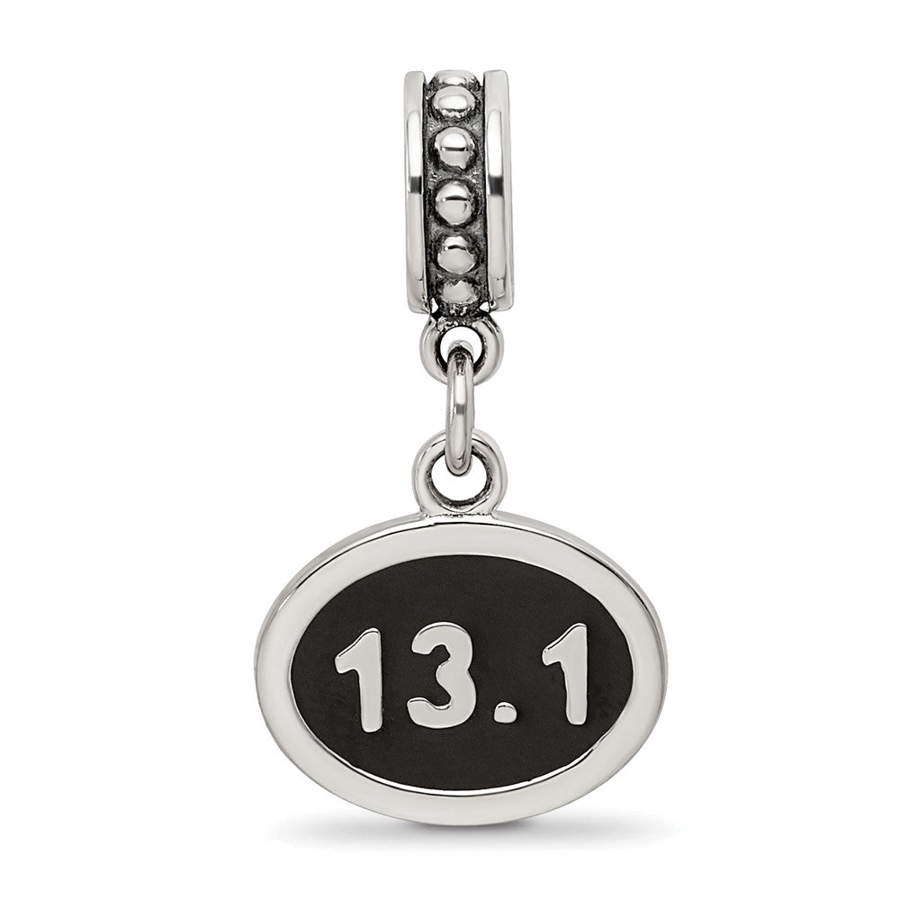 Reflections 925 Sterling Silver Black Enameled Half Marathon Dangle Charm