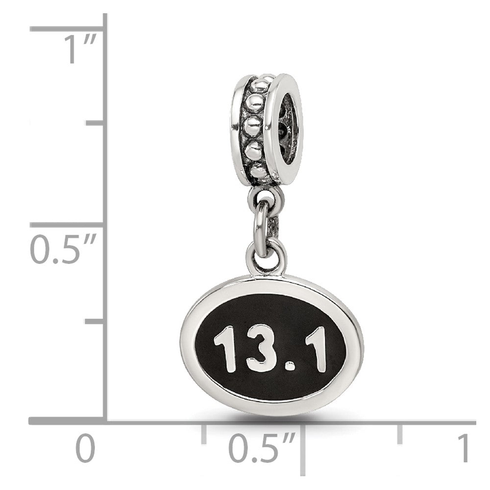 Reflections 925 Sterling Silver Black Enameled Half Marathon Dangle Charm