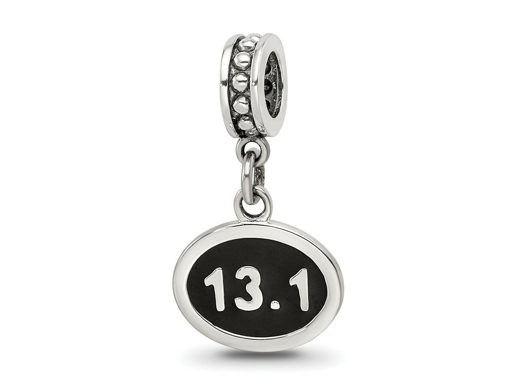 Reflections 925 Sterling Silver Black Enameled Half Marathon Dangle Charm