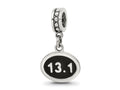 Reflections 925 Sterling Silver Black Enameled Half Marathon Dangle Charm