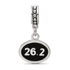 Reflections 925 Sterling Silver Black Enameled Marathon Dangle Charm