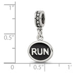 Reflections 925 Sterling Silver Black Enameled Run Dangle Charm
