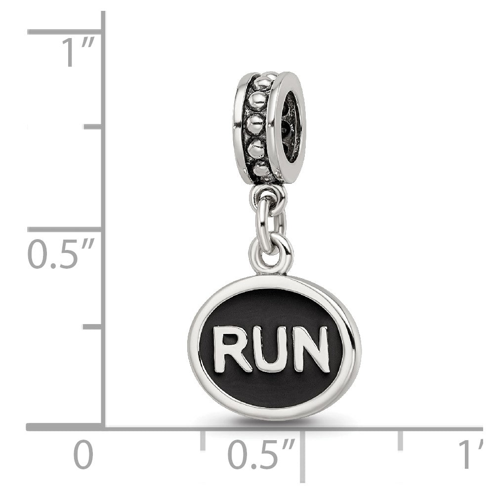 Reflections 925 Sterling Silver Black Enameled Run Dangle Charm