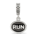 Reflections 925 Sterling Silver Black Enameled Run Dangle Charm