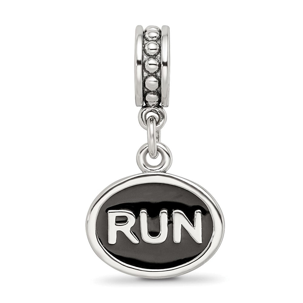 Reflections 925 Sterling Silver Black Enameled Run Dangle Charm
