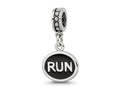 Reflections 925 Sterling Silver Black Enameled Run Dangle Charm
